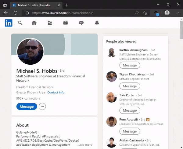 A demo of Nymeria's browser plugin finding contact information on LinkedIn.